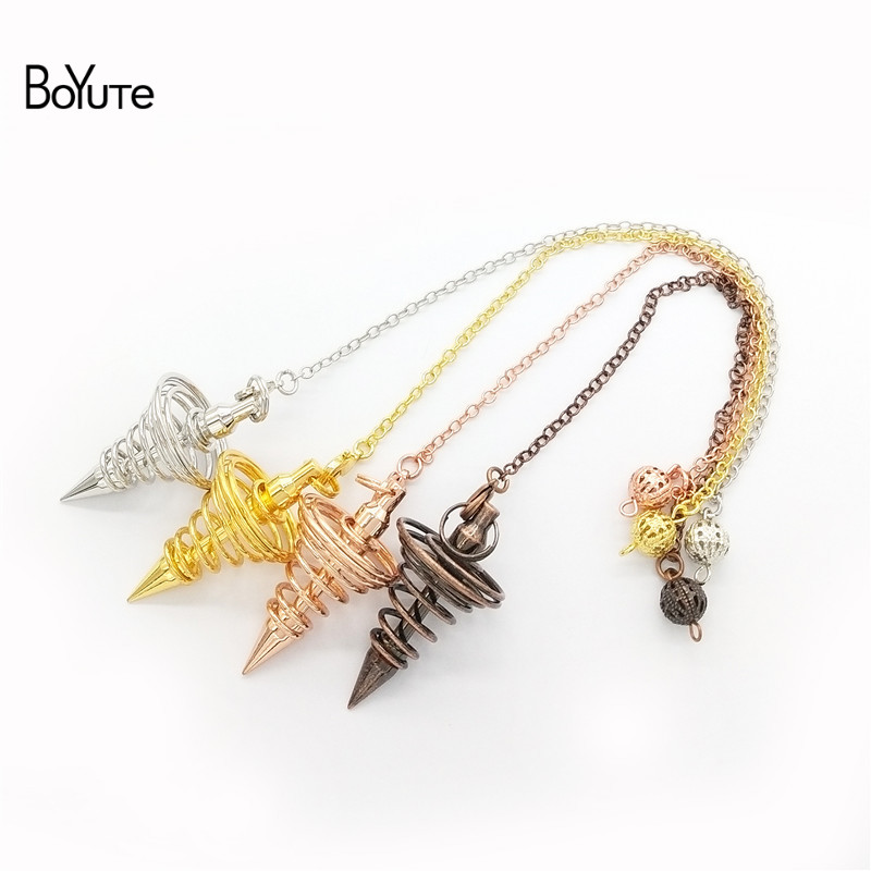 BoYuTe Retail Metal Brass Spiral Cone Concentrated Spirit Pendulum Hypnosis Pendant Divination Jewelry Accessories