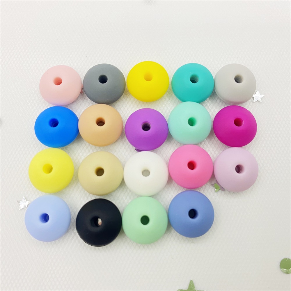 50pcs Lentil Silicone Beads 12mm Food Grade Rodent DIY Baby Pendant Necklace Baby Teether Charms Newborn Nursing Accessory