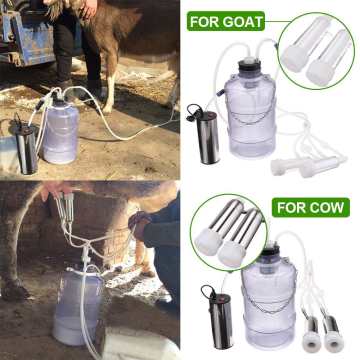 2/3/5L 24W Electric Milking Machine Cow Goat Sheep Milker Dual Vacuum Pump Bucket Food Safety Level Plastic Milking Machines