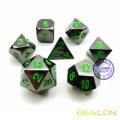 Deluxe Gloss Black Metal 7pcs Polyhedral Dice Set, Black Metal RPG Game Dice Metal 7pcs Set of d4 d6 d8 d10 d12 d20 d%