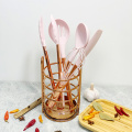 6/7 Pcs Silicone Kitchen Spatula Set,Cooking Utensils Sets with Rose Gold Handle Silicone Kitchen Tools Non-stick Kitchenware