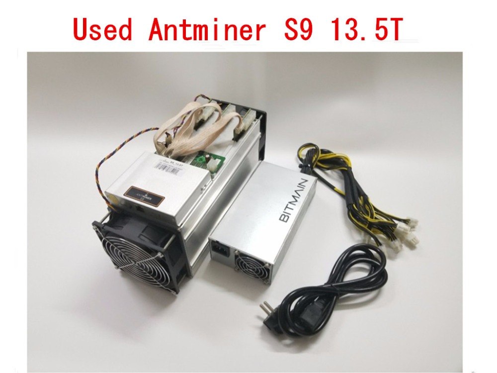 Used AntMiner S9 13.5T With Power Supply Bitcoin Miner Asic BTC BCH Miner Better Than WhatsMiner M3 M10 T9+ Ebit E9 Avalon 841