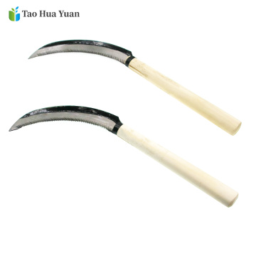 Lightweight Gardening Grass Sickle Manganese Steel Sharp Wooden Handle Hand Sickle Hand Scythe for Weeding Garden Tool AA