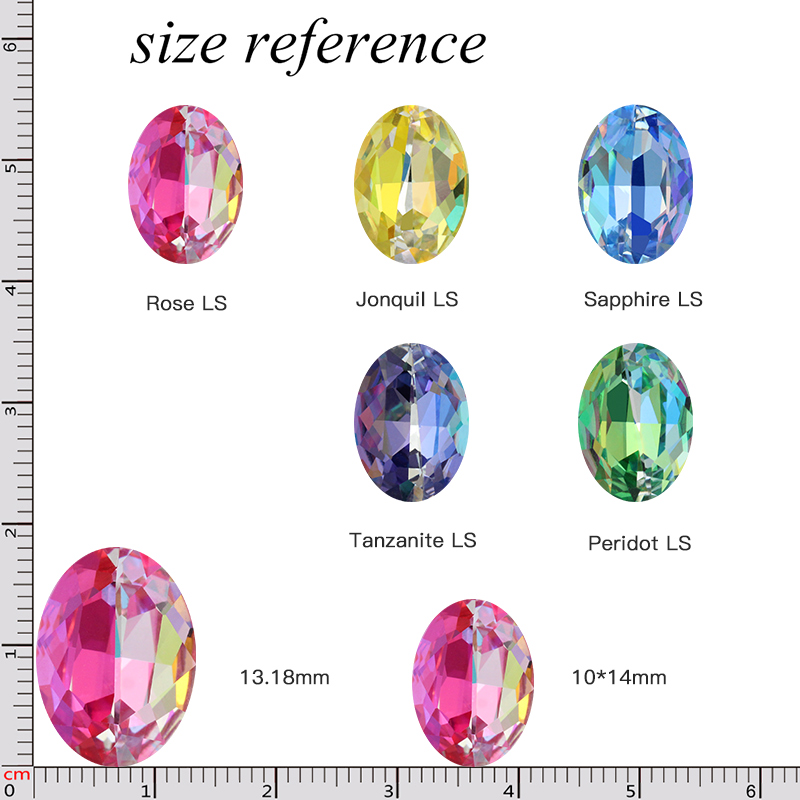 Laser color Oval Rhinestones Crystal K9 Glass for Jewelry Craft Pointback Crystal for Craft Glue on Clothing Garment Dress Beads