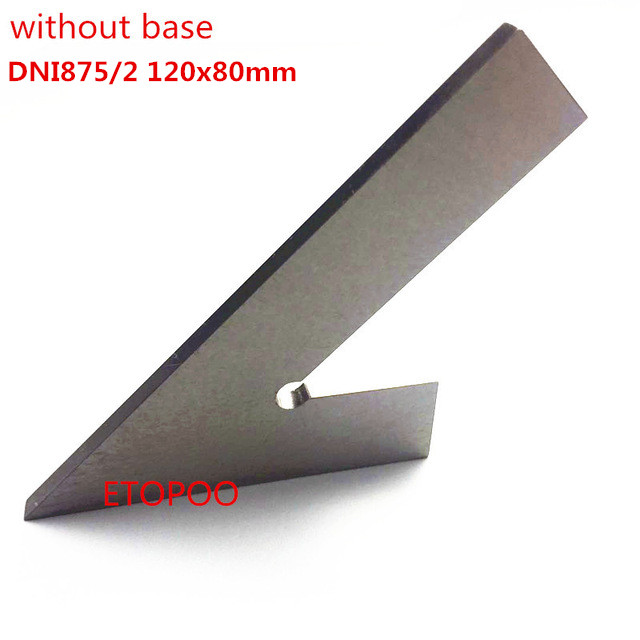 DNI 875/2 100*70mm 120*80mm 45 Degree Square Ruler With Wide Base Steel 45 Degree Industrial Try Machinist Square With Base