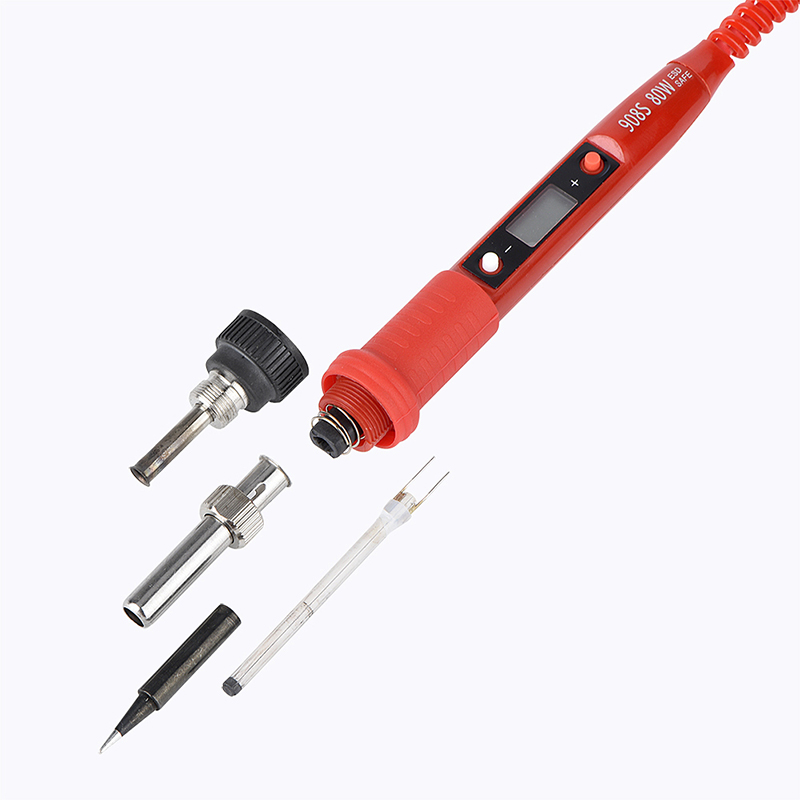 New 908S Electric Soldering Iron Kit 80W 220V LCD Temperature Adjustable Solder Iron Kit Welding Tool Set Soldering Sips Wires