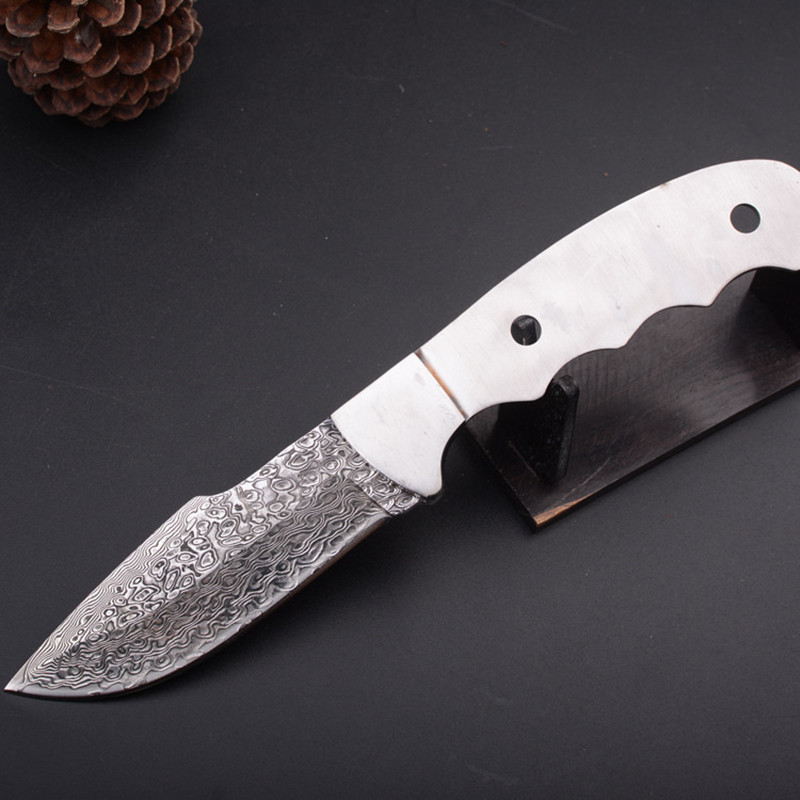 vg10 Damascus Steel Sharpen Diy knife blade making DIY parts Sharp Fixed blade camping Hunting Knife Billet