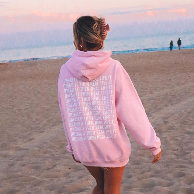 HEYounGIRL Pink Sweat Oversized Hoodies Sweatshirt Women Autumn Winter Letter Print Casual Long Pullovers Ladies Korean Fashion