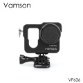 Vamson for Gopro Hero 4 Accessories Aluminum Metal Protective Housing Case CNC Frame + Lens Cap Cover Filter 5 Color VP636
