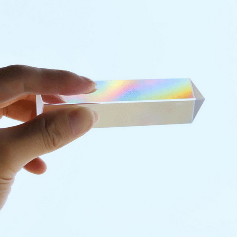 Triangular BK7 Optical Prisms Glass Physics Teaching Refracted Light Spectrum Children Students Present 25x25x80mm