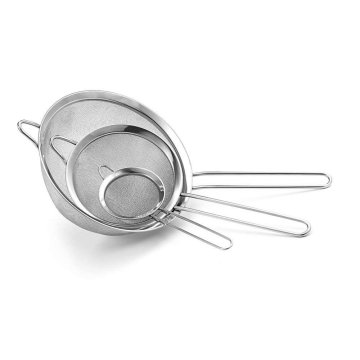 Fine Mesh Stainless Steel Strainer Set of 3 for Strain Pasta Noodles Quinoa Cocktails Tea Sift & Sieve Flour & Powdered Sugar