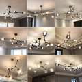 Modern LED Chandelier for Living Dining Room Ceiling Decor Molecular Pendant Lamp Glass Ball Light Black indoor Bedroom lighting