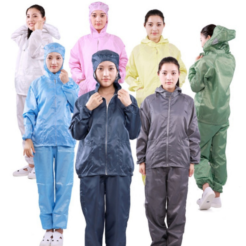 Unisex Dustproof Workshop Split Clean Clothes Anti-static Tops Pants Overalls Hooded Work Uniforms Waterproof