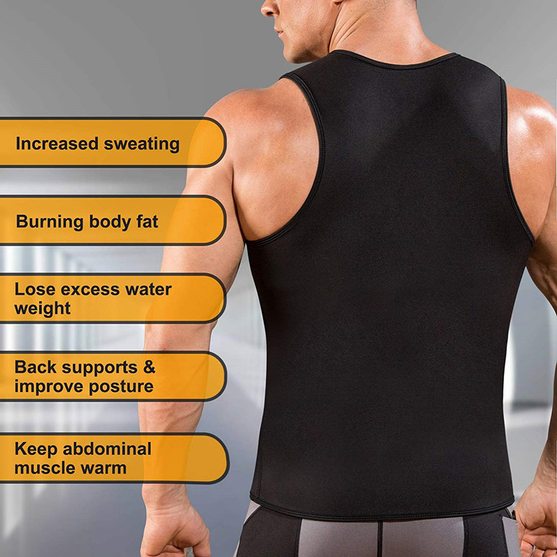 Bodysuit Men Seamless Sweat Vest Body Shapers Zip Tank Tops Waist Trainer Slimming Pants Modeling Belt Losing Weight Sauna Suit