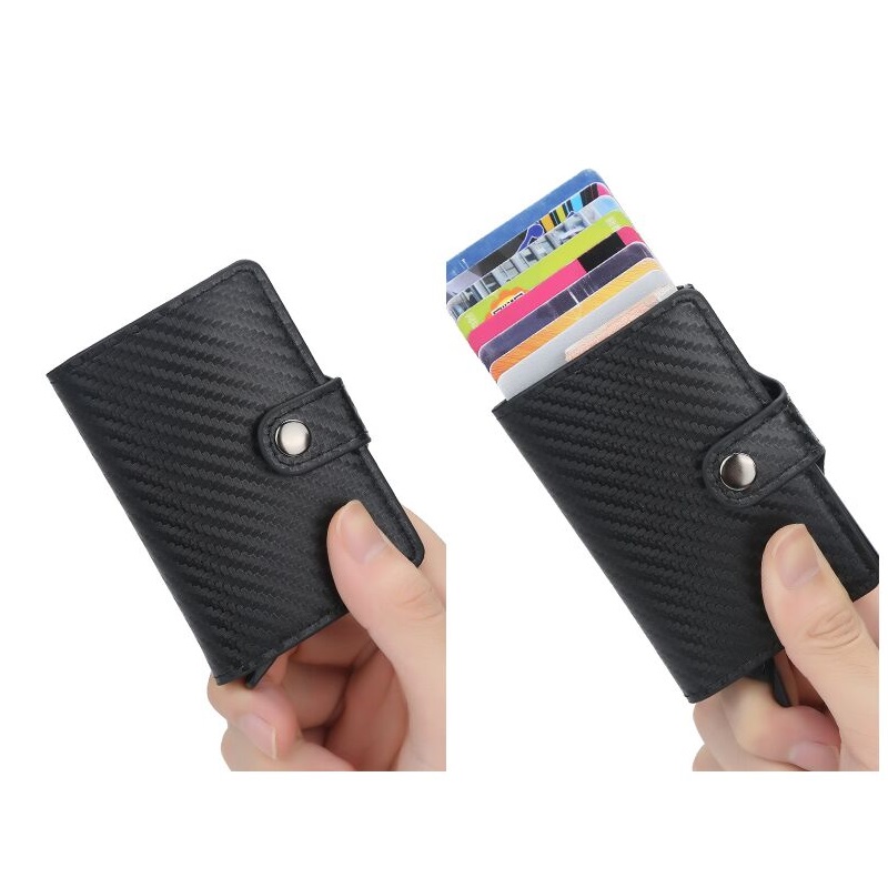 New 2020 Credit Card Holder Wallet Men Women Metal RFID Vintage Aluminium Bag Crazy Horse PU Leather Bank Cardholder Case