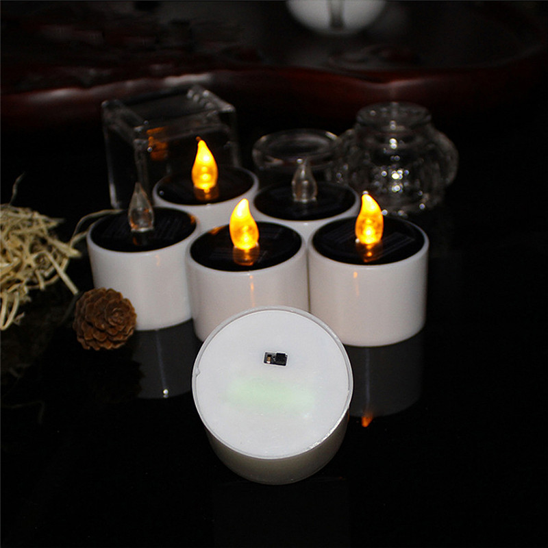 New Solar Candles Light Flameless Rechargeable LED Candles Lights Tea Lamps for Bar Bedroom Living Room Garden Home Decor Candle