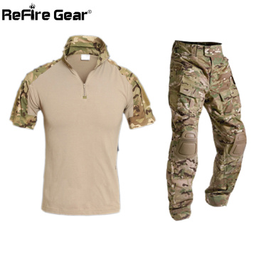 Summer Multicam Short Military Uniform Camouflage Set Men Army Tactical Combat Shirt + Cargo Pants Paintball Airsoft Clothes Set