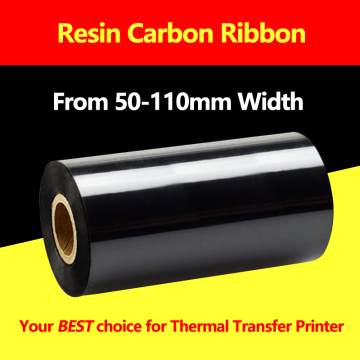 Thermal Transfer Ribbon Resin width 50mm -110mm length 300m 1 Roll For PET Barcode label Printer