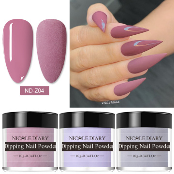 NICOLE DIARY 10g Acrylic Dip Powder Natural Dry Pink Purple Glitter Nail Bright Pigment Dust Nail Powder DIY Nail Art Decoration
