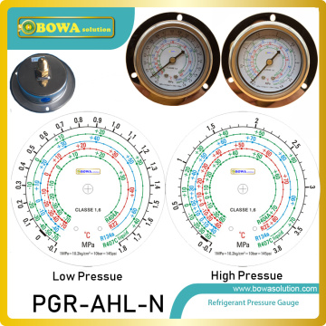 One pair R404a, R22, R407c and R134a Pressure Gauge indicates low & high pressure value in AC, freezers & heat pump units