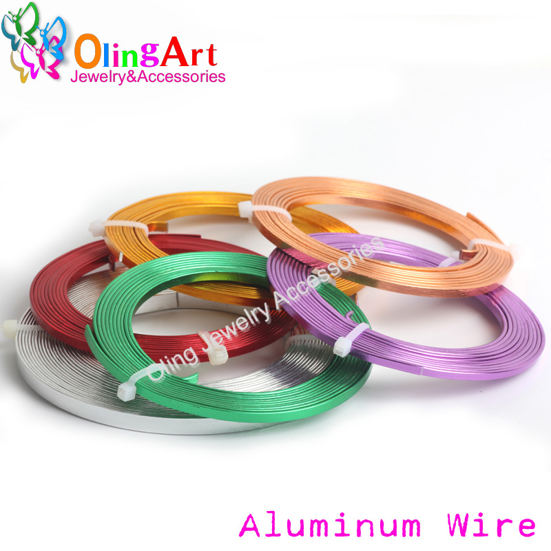 OLINGART NEW 5M Roll 1*3mm Aluminum Wire Soft Craft Versatile Painted Aluminium Metal Choker Necklace Jewelry Making