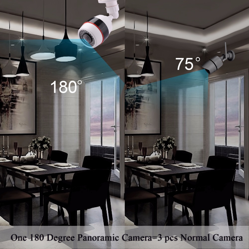 Hamrolte 1080P CCTV Camera 5MP 1.7MM Fisheye Lens 180Degree Panoramic AHD Camera Night Vision Waterproof Outdoor Bullet Camera