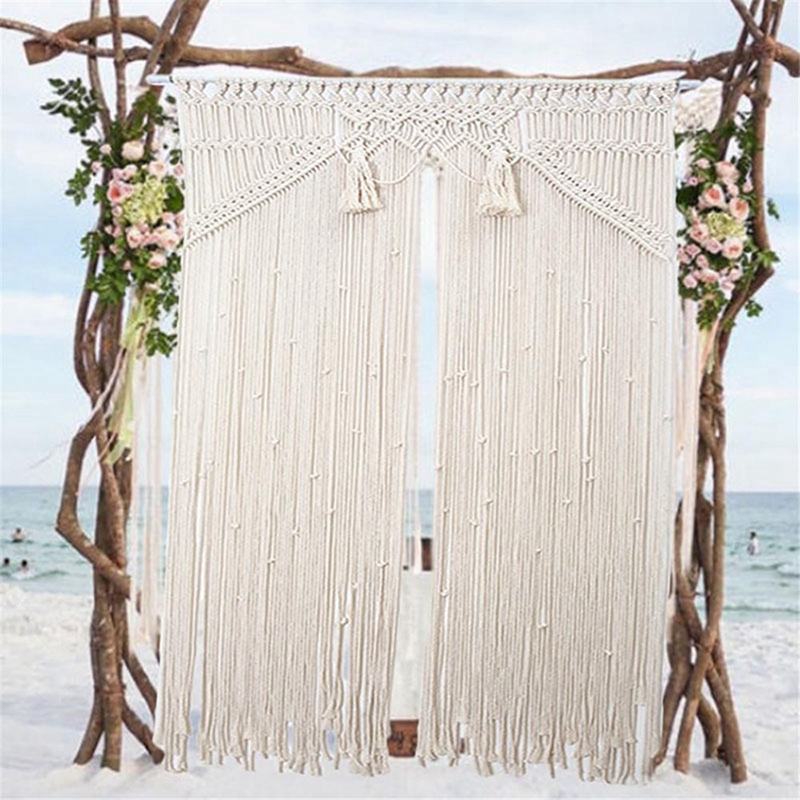 Wall Hanging Macrame Curtain Bohemian Hand Woven Tapestry Perfect Door Curtain Macrame for Bedroom Wedding Decoration