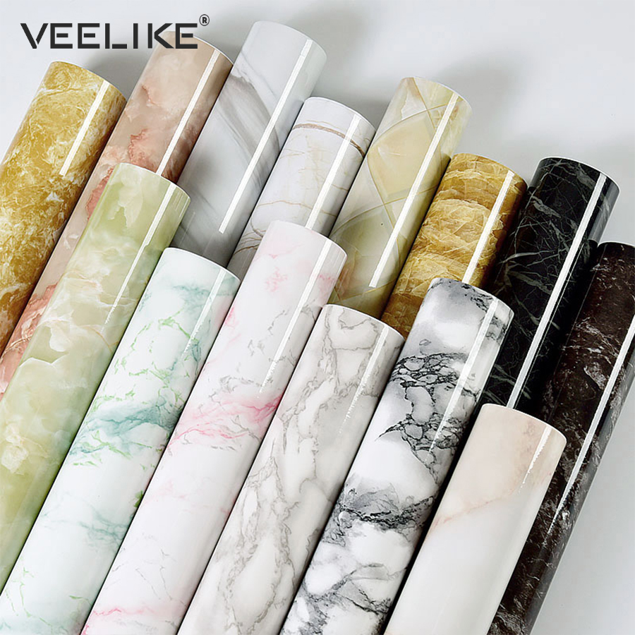 Waterproof Self adhesive Wallpaper for Bathroom Wall Decor PVC Vinyl Marble Contact Paper for Kitchen Countertops Peel and Stick