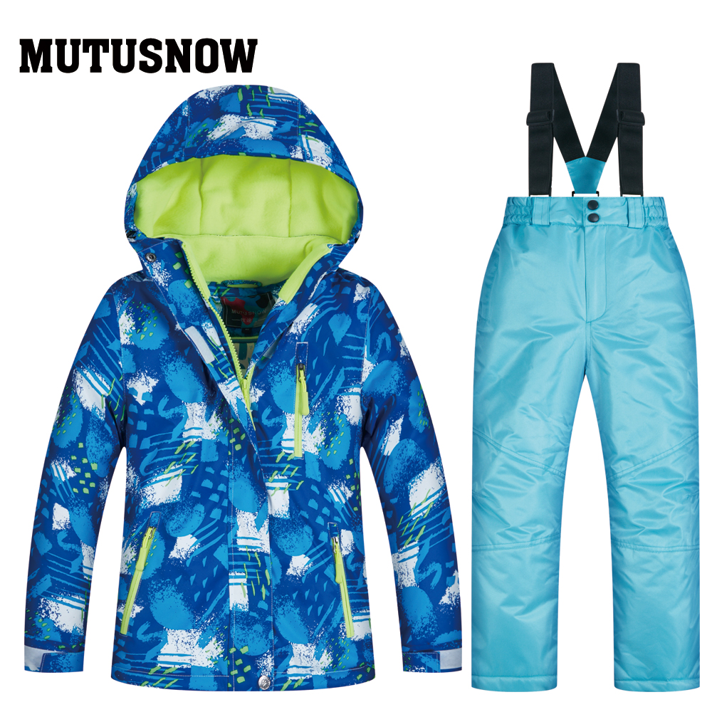 New Boy Or Girl Children's Snow Suit Snowboarding Sets Waterproof Outdoor Sports Wear Ski Coat and Strap Snow Pant Kids Costume