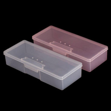 Nail Art Rectangle Plastic Transparent Storage Box Nail Rhinestone Brush Pen Buffer Grinding Files Container Case 193x77x39mm