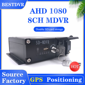 8 ~ 36V wide voltage black box local playback monitoring host ahd 1080 video dual SD card 8 channel mobile DVR spot wholesale