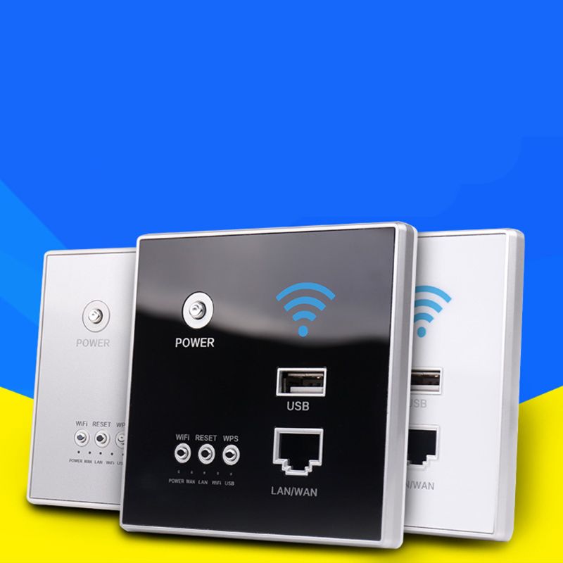 300Mbps 220V Power AP Relay Smart Wireless WIFI Repeater Extender Wall Embedded Router Panel USB Socket