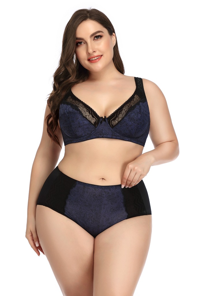 DOIB Lace Bra Brief Set Plus Size Unlined Push Up Large Size Bra+Brief Two Piece Set Female Brassiere Underwear Suit 85D-110D