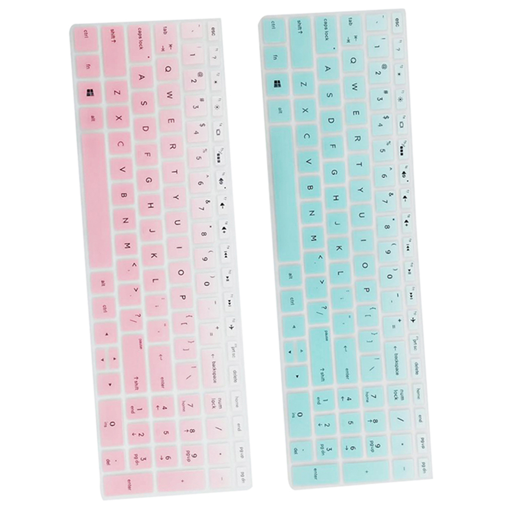 2Psc Dustproof Silicone Keyboard Cover Protector Protective For HP 15.6 inch BF Clear Pink+Green