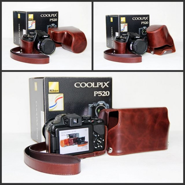 Black/Brown/Coffe Camera Case Bag Leather Case Cover for Digital Camera Nikon COOLPIX P520 P510 Free Shipping