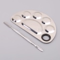 Stainless Steel Paint Palette Tray Mixing Rod Spatula Set For Nail Art Supplies Watercolor Oil Painting Makeup Mixing Palette