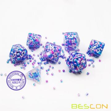 Bescon Peacock Pearl Polyhedral Dice Set, Pearl Poly RPG Dice set of 7
