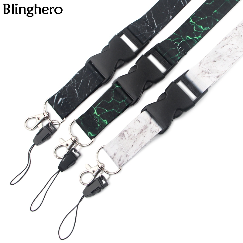 20pcs/lot Blinghero Marbling Lanyard USB ID Badge Holder Lanyard for keys Whistle Camera Cool Phone Neck Strap BH0647