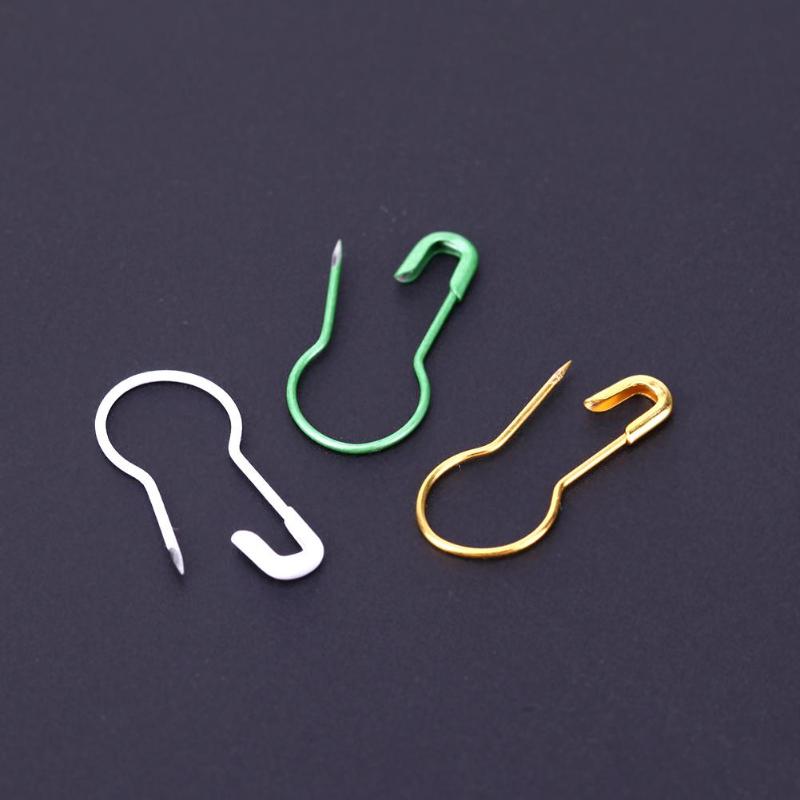 100pcs 1Box Mixed Color Safety Pins Calabash Gourd Shape Safety Pin Markers Pins Craft Sewing Knitting Stitch Holder Accessories