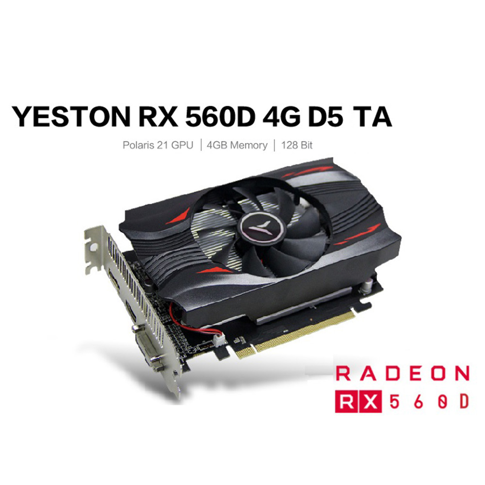 Yeston Radeon RX 560D GPU 4GB GDDR5 128 bit Gaming Desktop computer PC Video Graphics Cards support DVI-D/HDMI-compatible