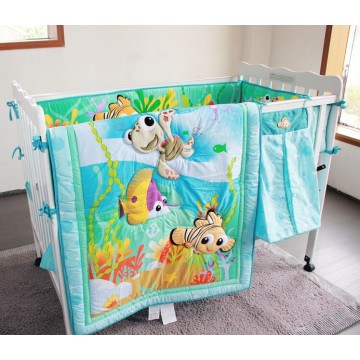 7pcs baby bedding set baby ropa cuna crib bedding set cartoon animal baby crib set (4bumpers+duvet+bed cover+bed skirt)