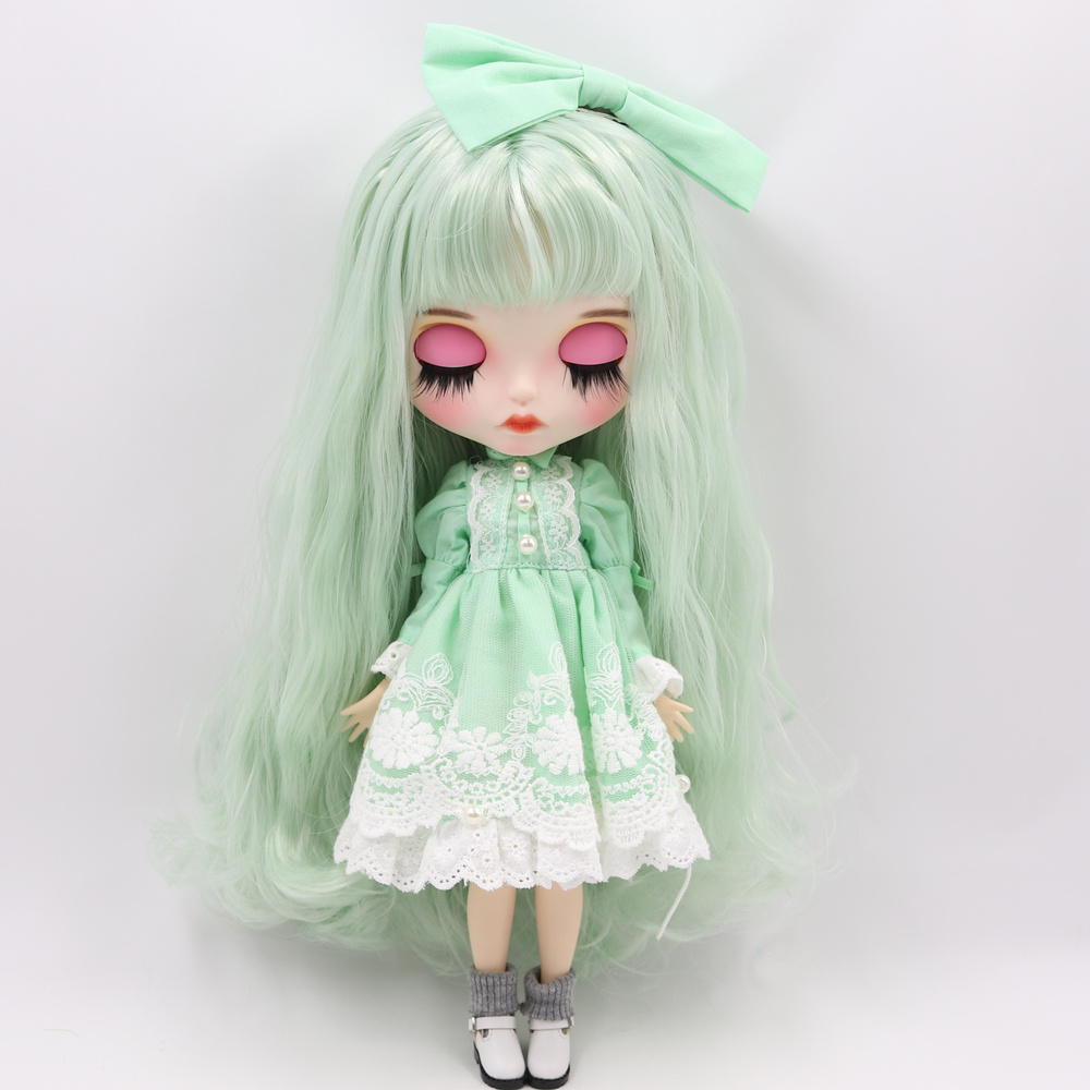 ICY DBS Blyth Doll For Series No.BL4278 Mint Green hair color Carved lips Mate face customized face Joint body 1/6 bjd