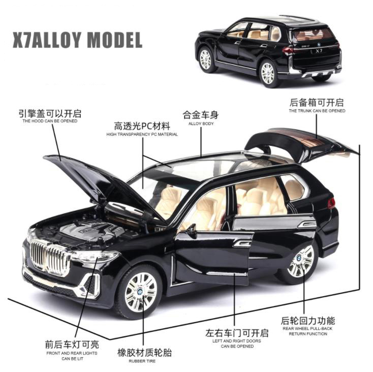 1:24 Diecast Toy Car Model Alloy Simulation Metal Car Doors Open Pull Back Lighting Car Kids Toys Cars Collection Boy Gift