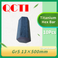 10Pcs Gr5 Titanium Hex Bar Rod Unprocessed Black Skin Stick 13×500mm Hexagonal Rods for Various Processing