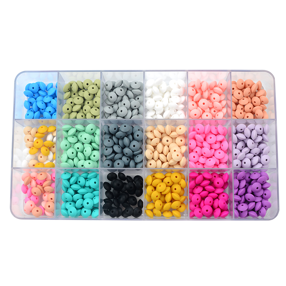 50pcs/lot 12mm Silicone lentil Beads Silicone BPA Free DIY Charms Newborn Nursing Accessory Teething Necklace Teething Toy
