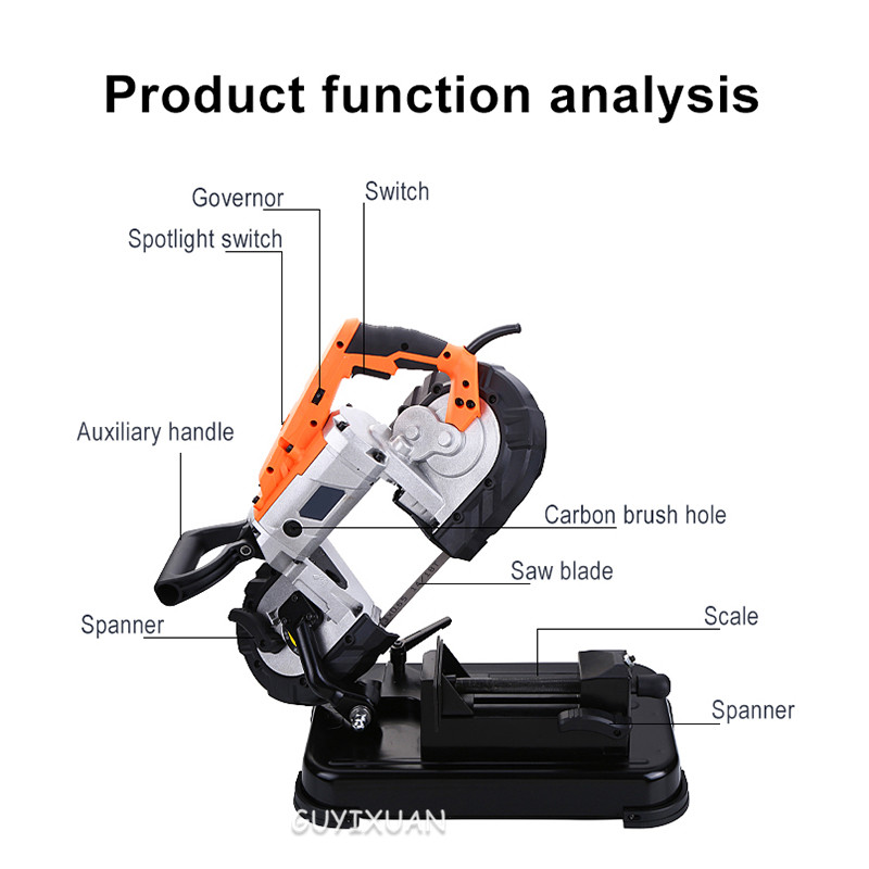 Band saw machine small household 45 degree woodworking stainless steel sawing machine small desktop metal cutting machine
