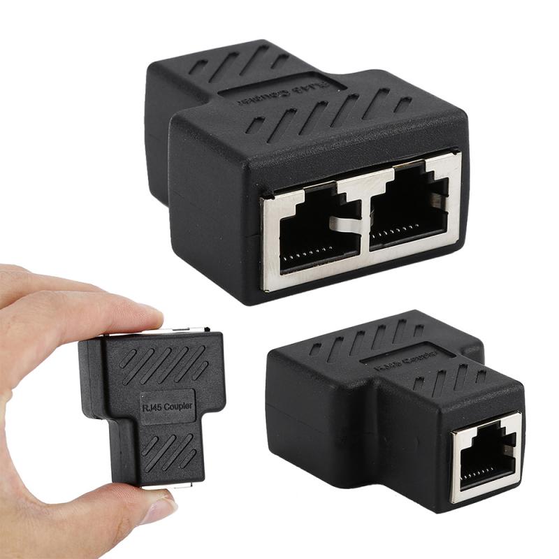 Double Ports Plug 1 To 2 RJ45 Splitter Network Adapter Connector Split Cable Network Extender Extension Connector Ethernet LAN