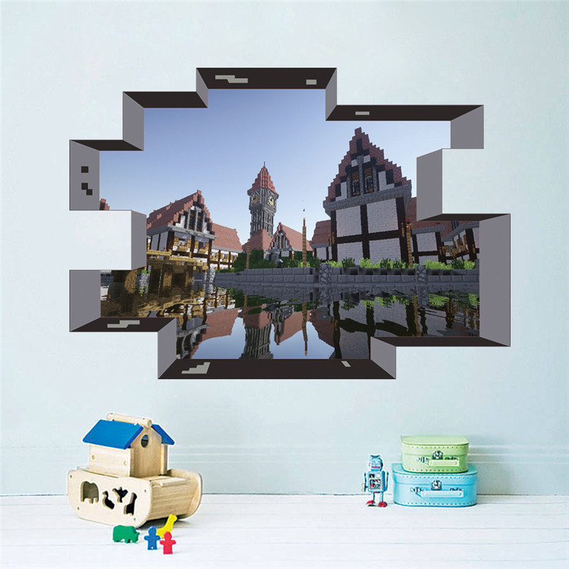 HOT Vivid 3D games Cartoon Steve Wall Stickers home decoration accessories Kids Gifts wall stickers for kids rooms