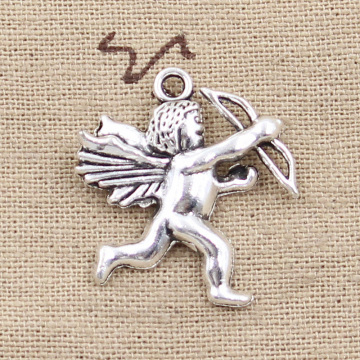12pcs Charms Love Angel Cupid 29x26mm Antique Silver Color Plated Pendants Making DIY Handmade Tibetan Silver Color Jewelry