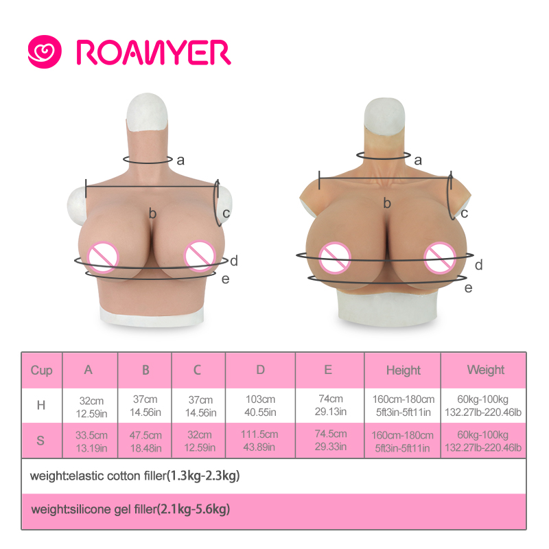 ROANYER S Cup Large Breast Forms For Crossdresser Silicone Fake Huge Boobs Men To Women Shemale Crossdressimg Drag Queen